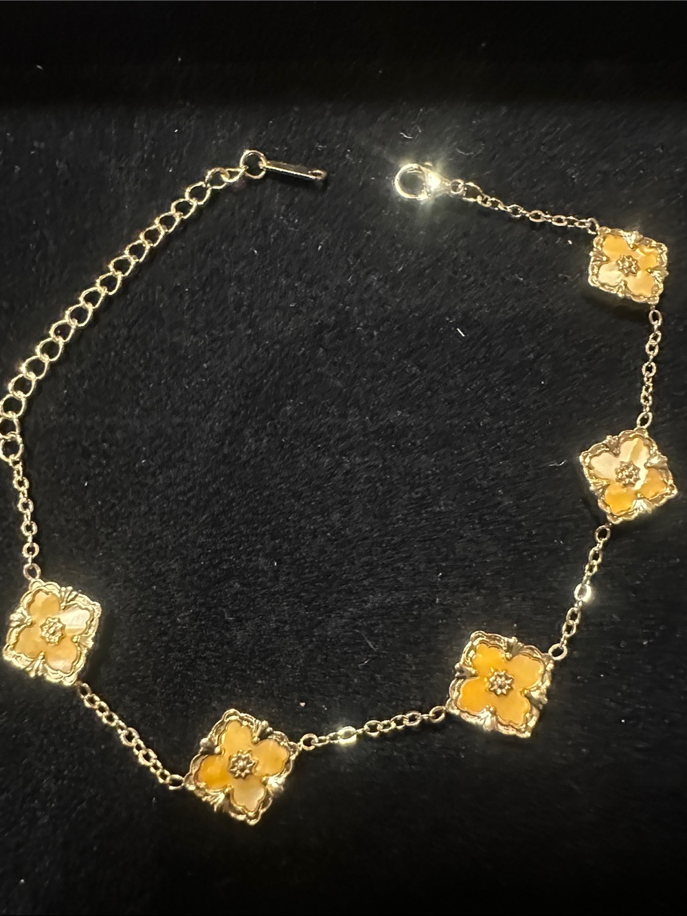 LSJ Gold filled Stainless Steel Bracelet with Gold Clover Accents